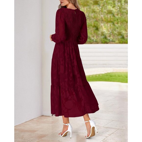 Long Sleeve Floral Maxi Dress for Women Fall Wedding Guest Boho Elegant - Picture 7 of 7
